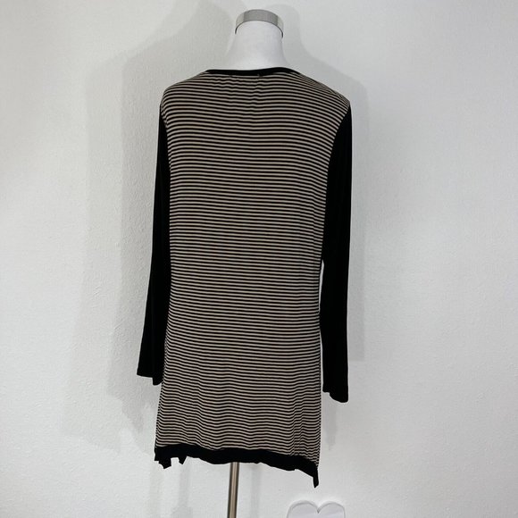 Philosophy Tunic Top Womens XXL Long Sleeve Scoop Neck Black Tan Striped NWT - Picture 6 of 16